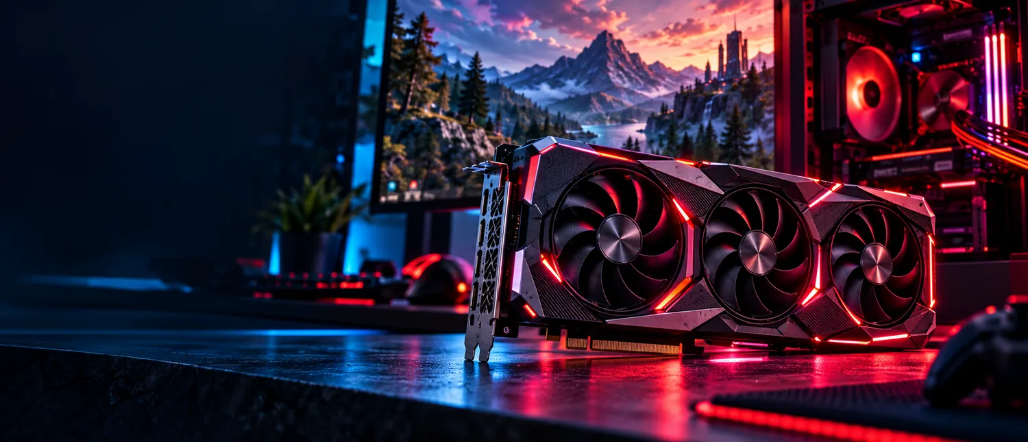 Concept art of a face-off between two desktop graphics cards