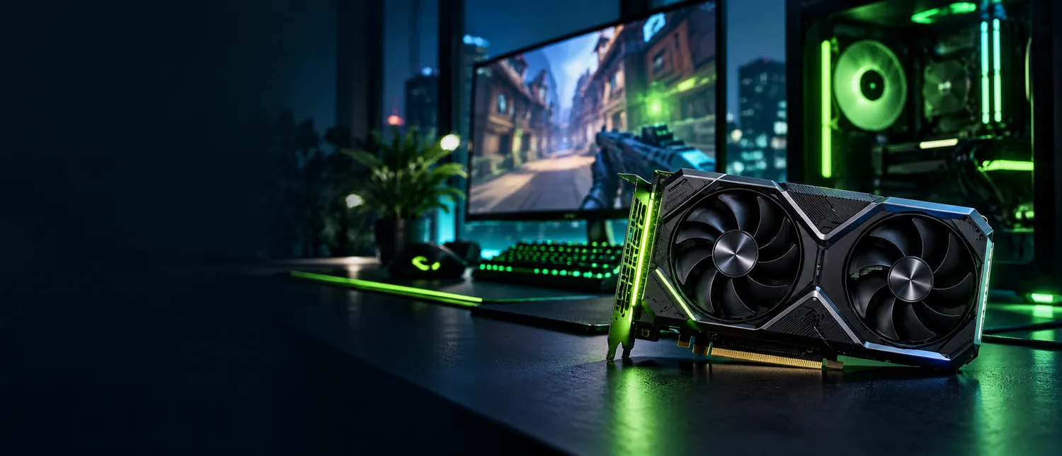 Stylized comparison of two illuminated graphics cards